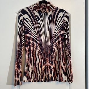 Boston Proper Animal Print Long Sleeve Shirt Size Small